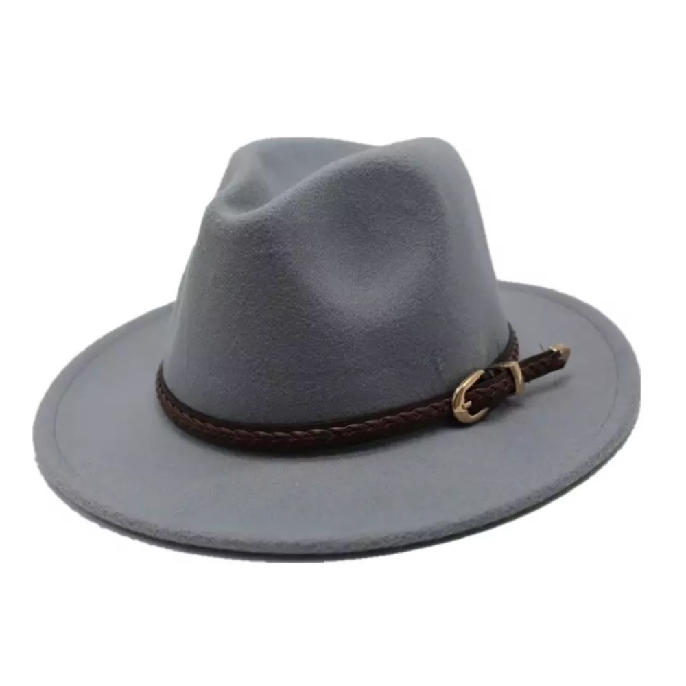 Light Gray Wool Felt Fedora Hat - Picture 1 of 1
